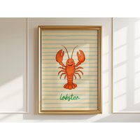 Hummer Aquarell Kunstdruck Meer Kinderzimmer Dekor von HarelisoShop