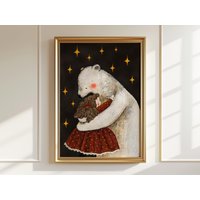 Mädchen Und Bär Kunstdruck Märchenhaftes Kinderzimmer Poster Mädchen Und Bär Kunstdruck Märchenhaftes Kinderzimmer Poster von HarelisoShop