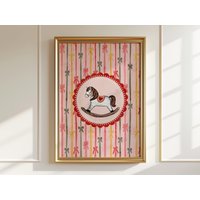 Vintage Schaukelpferd Kunstdruck Kinderzimmer Schleifen Dekor Vintage Schaukelpferd Kunstdruck Kinderzimmer Schleifen Dekor von HarelisoShop