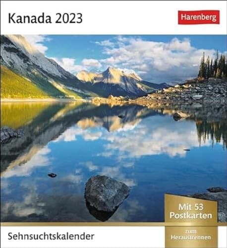 Kanada Sehnsuchtskalender 2023. Fernweh in einem kleinen Kalender zum Aufstellen. Die schönsten Landschaften Kanadas als Postkarten in einem ... Aufhängen.: Wochenkalender mit 53 Postkarten von Harenberg