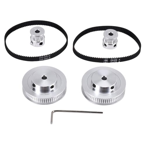 Harewtwy 2 Kit Synchron Rad 20 & 60 ZäHne 5 Mm Bohrung, Aluminium Zahn Scheibe mit 2 StüCk LäNge 200 Mm Breite 6 Mm Riemen (Bohrung 5 Mm) von Harewtwy