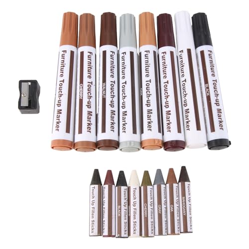 Harewtwy MöBel Reparatur Set Marker - Set mit 17 - Marker und Wachs Stifte mit Anspitzer Set, für Kratzer, BöDen von Harewtwy