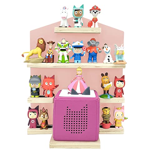 Harewu Regal Magnetisch für Kompatibel mit Toniebox,for Tonie Puppen Grün Dachart Toniebox Regal,Wandregal Kinderzimmer Zubehör für Toniebox Starterset Mädchen und Jungen (Rosa Haus) von Harewu