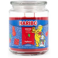 Haribo™ Duftkerze Winter Cherry, 2 Dochte, HxD: 13x10 cm, 100h Brenndauer, Kerze im Glas, Karamell, Kirsche, Orange, rot von Haribo