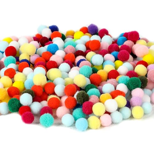 1200 Stück Bunte Pompons, 10 mm Mini Pompons Bunt zum Basteln Kleine Filzkugeln Multicolored Flauschigen Handwerk für Erwachsene Partydekoration, DIY Kreativen Quasten, Haarschmuck von Hariendny