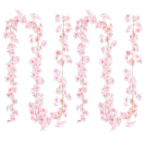 2 Stück Künstliche Kirschblüten Girlande Blumenranke, Blumengirlande Deko, Kirschblütengirlande, Künstliche Blumengirlande Deko, Rosa Party Hochzeit Deko Künstliche, Kirschblüten Deko(Hellrosa, 3,6M) von Hariendny