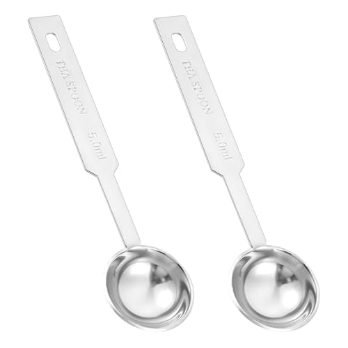 2 Stück Messlöffel Set 5ml Mini-Messlöffel Edelstahl Messlöffel Metall Dosierlöffel Kaffeelöffel Portionierer Esslöffel Teelöffel Kaffeedosierlöffel zum Backen und Kochen in der Küche zu Hause Messen von Hariendny