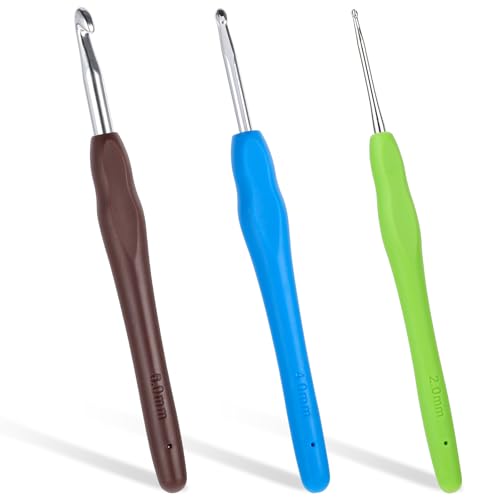 3 Stück Häkelnadeln Set, 2 mm, 4 mm, 6 mm Häkelnadel, Ergonomische Stricknadeln mit Gummi Softgriff von Schals, Handschuhen, Taschen, Hüten, Socken von Hariendny