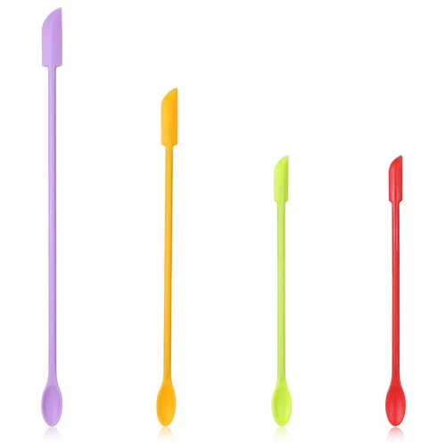 4 Stück Mini Silikon Spatel Wiederverwendbare Beauty Kleine Spatel Kosmetik Lotion Spatel Makeup Spatel Mehrfarbige Gesichtsspatel Silikon Rührstäbchen für Kosmetik Küchenflaschen von Hariendny
