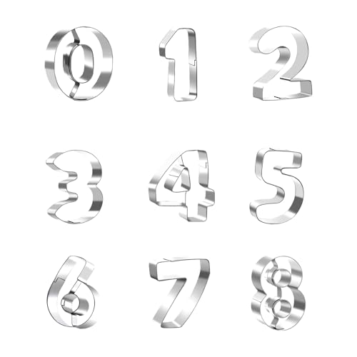 Zahlen Ausstecher, Edelstahl 0-9 Zahlen Ausstechform Keksausstecher Ausstechformen Set für Kekse, Backen, DIY Backform, Kuchendekoration Zahlen Ausstecher, Edelstahl 0-9 Zahlen Ausstechform Keksausstecher Ausstechformen Set für Kekse, Backen, DIY Backform, Kuchendekoration von Hariendny
