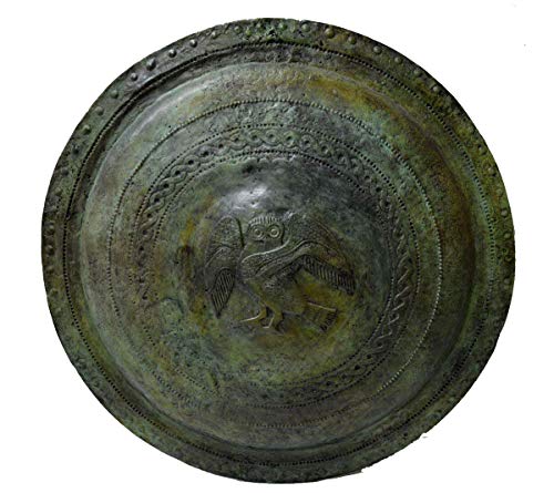 Eule, geschnitztes Schild, echte Größe, Bronze, antike, griechische Reproduktion. von Harilla