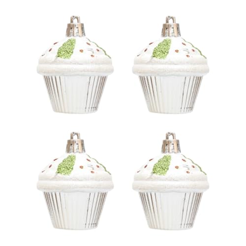Harilla 4-teilige Weihnachts-Cupcake-Dekorationen, Weihnachtsanhänger zum Aufhängen, Weihnachtsbaum-Ornament, Dessert-Charme für und Freundespartys, Silber Harilla 4-teilige Weihnachts-Cupcake-Dekorationen, Weihnachtsanhänger zum Aufhängen, Weihnachtsbaum-Ornament, Dessert-Charme für und Freundespartys, Silber von Harilla