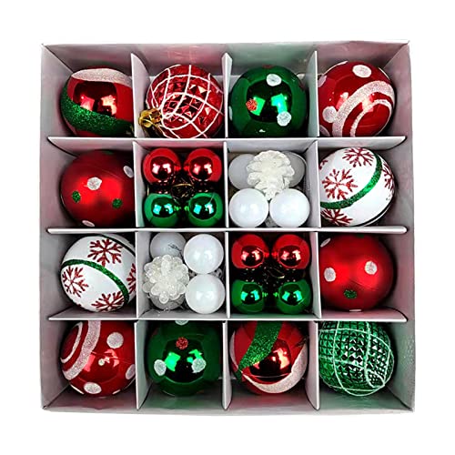 Harilla 42 Stück Weihnachtskugeln Ornamente Dekorative Bruchsichere 3cm-6cm Kugel Set Weihnachtsbaum Hängende Kugel für Festival Jubiläum Hochzeit Zuhause, rot grün von Harilla