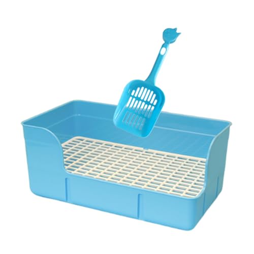 Harilla Haustier Kaninchenstreu Kaninchen Urinal Tablett Hamster Frettchen Meerschweinchen Töpfchen Tablett Gitter Katzentoilette Ecke Toilettenbox Käfig, Blau von Harilla