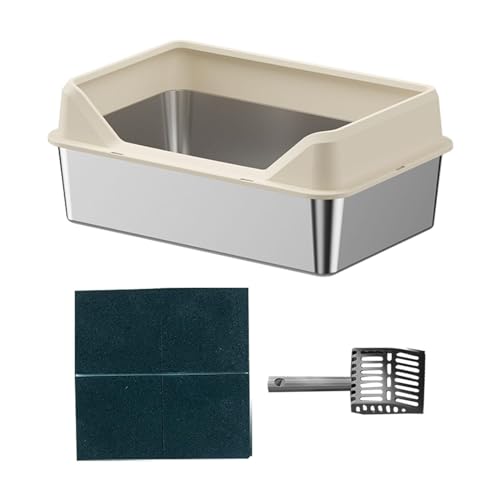 Harilla Katzentoilette, Abgesenkte Vorderseite, Spritzwassergeschützt, für Hauskatzen, Großes Fassungsvermögen, Leicht zu Reinigen, Katzenbettpfanne, Katzento, Beige, 50x35x10cm Harilla Katzentoilette, Abgesenkte Vorderseite, Spritzwassergeschützt, für Hauskatzen, Großes Fassungsvermögen, Leicht zu Reinigen, Katzenbettpfanne, Katzento, Beige, 50x35x10cm von Harilla