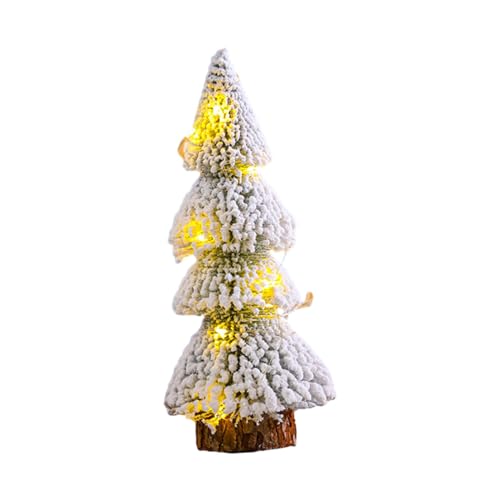 Harilla Künstlicher Mini-Schneebaum, Tisch-Weihnachtsbaum, Party, klein, mit LED-Lichtern, Mini-Weihnachtsbaum, rustikal für Schreibtisch, Regal, 20 cm von Harilla