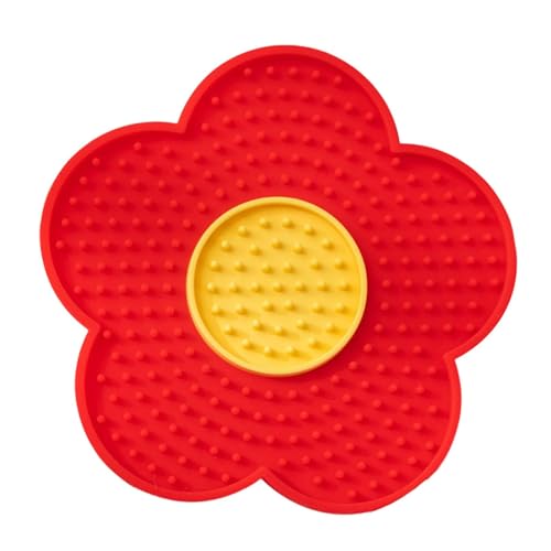 Harilla Leckmatte für Hunde, Leckmatte, Erdnussbutter-Pad, Bereicherungsspielzeug mit Saugnäpfen, Slow Feeder, Hundenapf zum Baden und Pflegen, Rot von Harilla