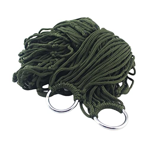 Harilla Mesh-Seil-Hängematte, tragbare Outdoor-Sport-Camping-Hängematte, Netz-Nylon-Schlafbett mit Haken für Garten, Strand, Outdoor, Dunkelgrün von Harilla