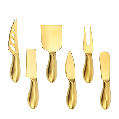 Harilla Mini-Käsewerkzeug-Set Käsehobel, Käseschneider, Käsebesteck, Käsemesser-Set für Streichkäse, 6 STÜCKE Golden von Harilla