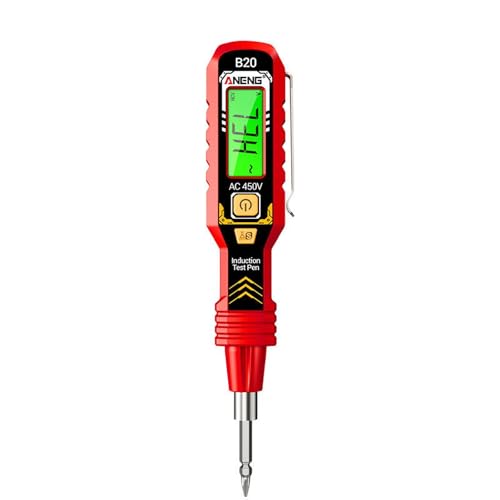 Harilla Spannungsprüfer-Werkzeug, Induktionstester-Stift, Display, robuster Spannungsprüfer-Stift, eingebaute Taschenlampe für die Industrie und zu Hause, Rot von Harilla