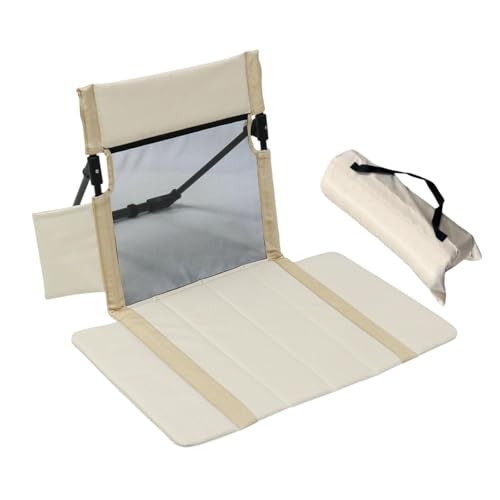 Harilla Strand-Klappstuhl Strandstuhlkissen mit Rückenlehne, Bodenstuhl Klappbares Tribünenkissen, Tragbare Strandliege faltbarer Campingstuhl Liegestuhl für Picknick, Garten, Wandern, Beige 36,2x59,7 von Harilla