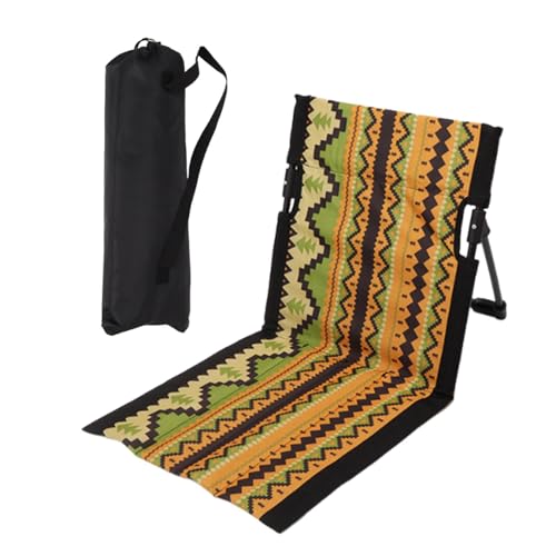 Harilla Strand-Klappstuhl Strandstuhlkissen mit Rückenlehne, Bodenstuhl Klappbares Tribünenkissen, Tragbare Strandliege Faltbarer Campingstuhl Liegestuhl für Picknick, Garten, Wandern, Gelb 38x39,5cm von Harilla