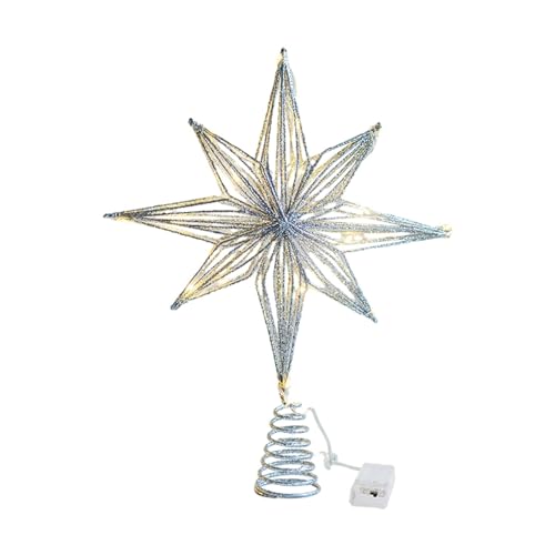 Harilla Weihnachtsbaumspitzen, Weihnachtsdekoration, beleuchtet, 3D-Moderne, beleuchtete Weihnachtsbaumspitze, Weihnachtsbaumdekoration, 25 cm Silber von Harilla