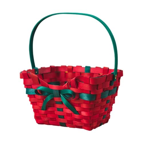 Harilla Weihnachtsgeschenkkorb, Weihnachts-Tragekorb, mit Schleife, leerer Geschenkkorb mit durchsichtiger Tasche, gewebter Korb, von Harilla