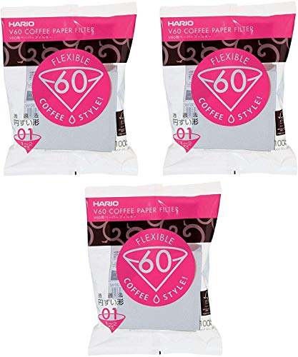 Hario V60 Größe 01 DREI Packungen 100 Weißbuch Kaffeefilter insgesamt 300 Papierfilter 3X VCF-01-100W von HARIO