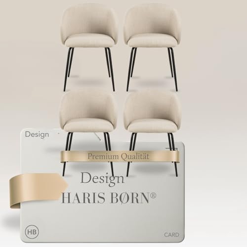 Haris Børn® Design Esszimmerstühle (4er Set) beige - Premium Qualität - Küchenstühle & Esszimmerstühle mit armlehne - stühle esszimmer - 30-Tage Zufriedenheitsversprechen von Haris Børn