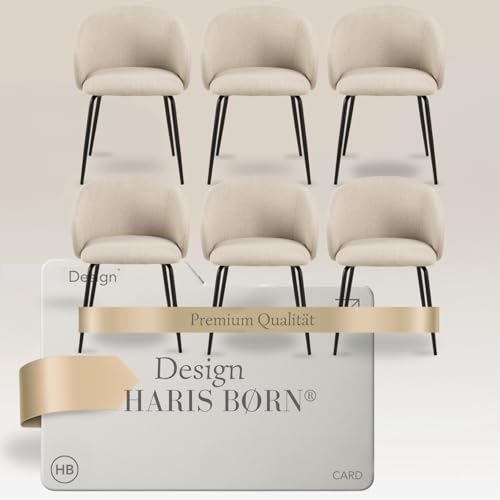 Haris Børn® Design Esszimmerstühle (6er Set) beige - Premium Qualität - Küchenstühle & Esszimmerstühle mit armlehne - stühle esszimmer - 30-Tage Zufriedenheitsversprechen von Haris Børn