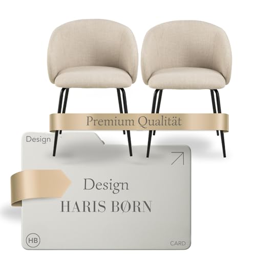Haris Børn® Esszimmerstühle 2er Set beige - Premium Qualität - Küchenstühle & Esszimmerstühle mit armlehne - Designer stühle esszimmer - 30-Tage Zufriedenheitsversprechen von Haris Børn