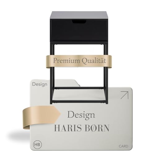 Haris Børn® Nachttisch boxspringbett Schwarz - Premium Qualität - Verwendbar als Beistelltisch & Nachttische - Designer Nachtschrank - 30-Tage Zufriedenheitsversprechen von Haris Børn