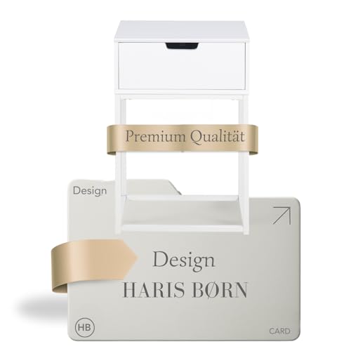 Haris Børn® Nachttisch boxspringbett Weiß - Premium Qualität - Verwendbar als Beistelltisch & Nachttische - Designer Nachtschrank - 30-Tage Zufriedenheitsversprechen von Haris Børn