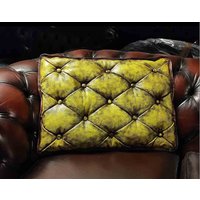 Einzigartige Kissen Aus Echtem Leder Chesterfield Geknöpft Totally Handmade in Italien Patchwork Maßgeschneiderte Farben von HarleqDesign