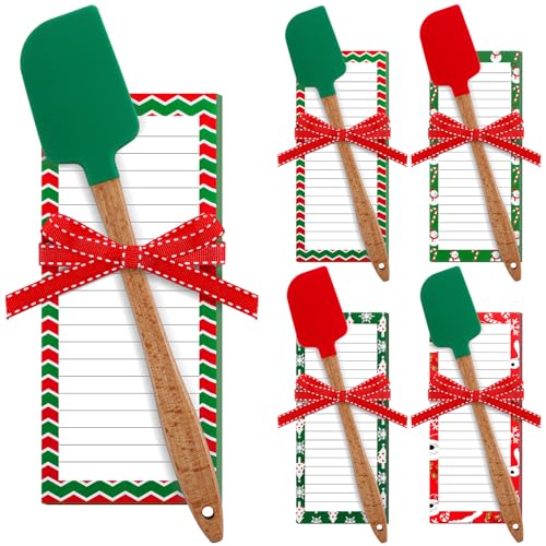Harloon 6 Set Christmas Kitchen Gifts Red and Green Silicone Spatula with Magnetic to Do List Notepads Red Ribbon Christmas Kitchen Utensils for Mom Wife Hostess Bakers Gifts von Harloon