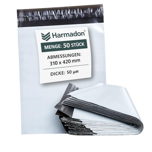Harmadon Plastic Versandtaschen Warensendung - Versandtüten für Kleidung 50 Stücke - Versandbeutel 310x420mm - Folien Versandtasche Selbstklebend - Folienversandtaschen 50 µm - Weiß Harmadon Plastic Versandtaschen Warensendung - Versandtüten für Kleidung 50 Stücke - Versandbeutel 310x420mm - Folien Versandtasche Selbstklebend - Folienversandtaschen 50 µm - Weiß von Harmadon