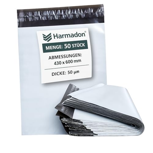 Harmadon Plastic Versandtaschen Warensendung - Versandtüten für Kleidung 50 Stücke - Versandbeutel 430x600mm - Folien Versandtasche Selbstklebend - Folienversandtaschen 50 µm - Weiß Harmadon Plastic Versandtaschen Warensendung - Versandtüten für Kleidung 50 Stücke - Versandbeutel 430x600mm - Folien Versandtasche Selbstklebend - Folienversandtaschen 50 µm - Weiß von Harmadon