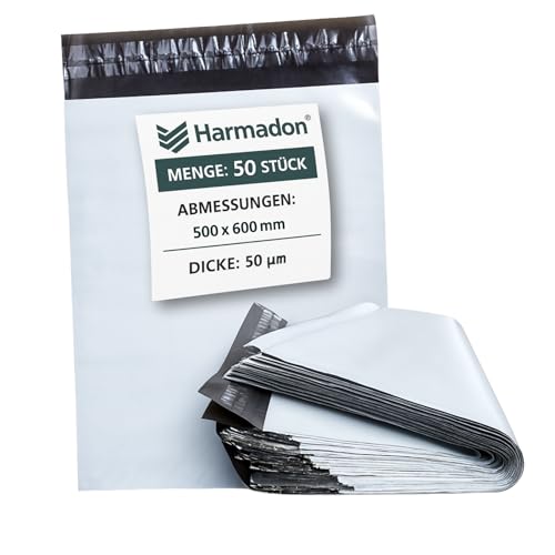 Harmadon Plastic Versandtaschen Warensendung - Versandtüten für Kleidung 50 Stücke - Versandbeutel 500x600mm - Folien Versandtasche Selbstklebend - Folienversandtaschen 50 µm - Weiß Harmadon Plastic Versandtaschen Warensendung - Versandtüten für Kleidung 50 Stücke - Versandbeutel 500x600mm - Folien Versandtasche Selbstklebend - Folienversandtaschen 50 µm - Weiß von Harmadon