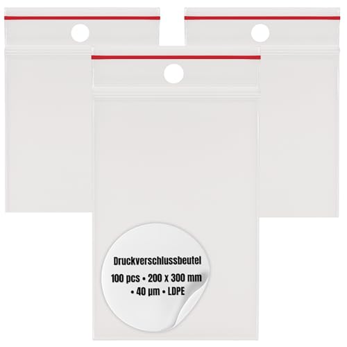 Harmadon Zip Beutel Set 100 Stück 200x300mm - Robuste Druckverschlussbeutel - Transparent Baggys zu Einer Besseren Organisation - Tüten mit Verschluss in vielen Größen - Wiederverwendbar Baggies Harmadon Zip Beutel Set 100 Stück 200x300mm - Robuste Druckverschlussbeutel - Transparent Baggys zu Einer Besseren Organisation - Tüten mit Verschluss in vielen Größen - Wiederverwendbar Baggies von Harmadon