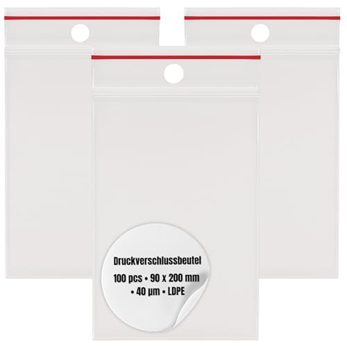 Harmadon Zip Beutel Set 100 Stück 90x200mm - Robuste Druckverschlussbeutel - Transparent Baggys zu Einer Besseren Organisation - Tüten mit Verschluss in vielen Größen - Wiederverwendbar Baggies Harmadon Zip Beutel Set 100 Stück 90x200mm - Robuste Druckverschlussbeutel - Transparent Baggys zu Einer Besseren Organisation - Tüten mit Verschluss in vielen Größen - Wiederverwendbar Baggies von Harmadon