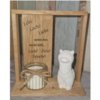 Geschenk Lama Alpaka Dekoration Mit Kerze Tischdekoration Büro Schreibtisch Geldgeschenk von HarmonyHandmadeWaren