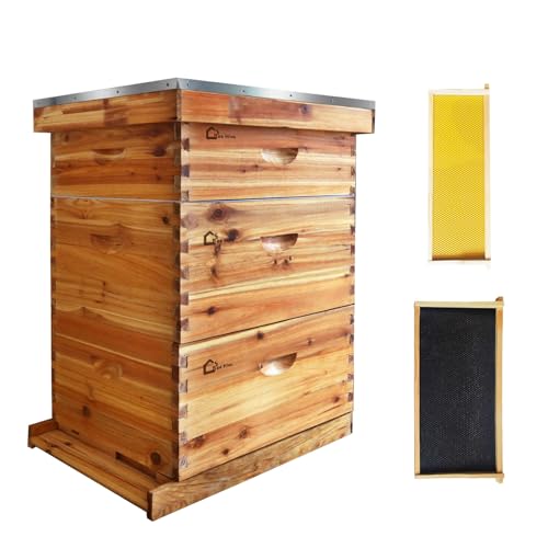 10-Frame Complete Bee Hives and Supplies Starter Kit Dipped in 100% Beeswax, Includes 2 Deep Hive Bee Box and 1 Bee Hive Super with Beehive Frames and Foundation for Beginner Imker 10-Frame Complete Bee Hives and Supplies Starter Kit Dipped in 100% Beeswax, Includes 2 Deep Hive Bee Box and 1 Bee Hive Super with Beehive Frames and Foundation for Beginner Imker von HarmonyHealth