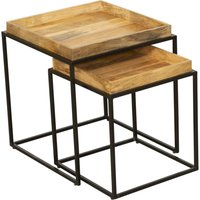 2er Set Beistelltische quadratisch Mangoholz Stahl MORLEY von Harms Import