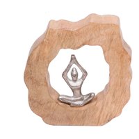 Deko Statue Holz Alu Yoga Figur H: 20 cm in Natur Silber Deko Statue Holz Alu Yoga Figur H: 20 cm in Natur Silber von Harms Import