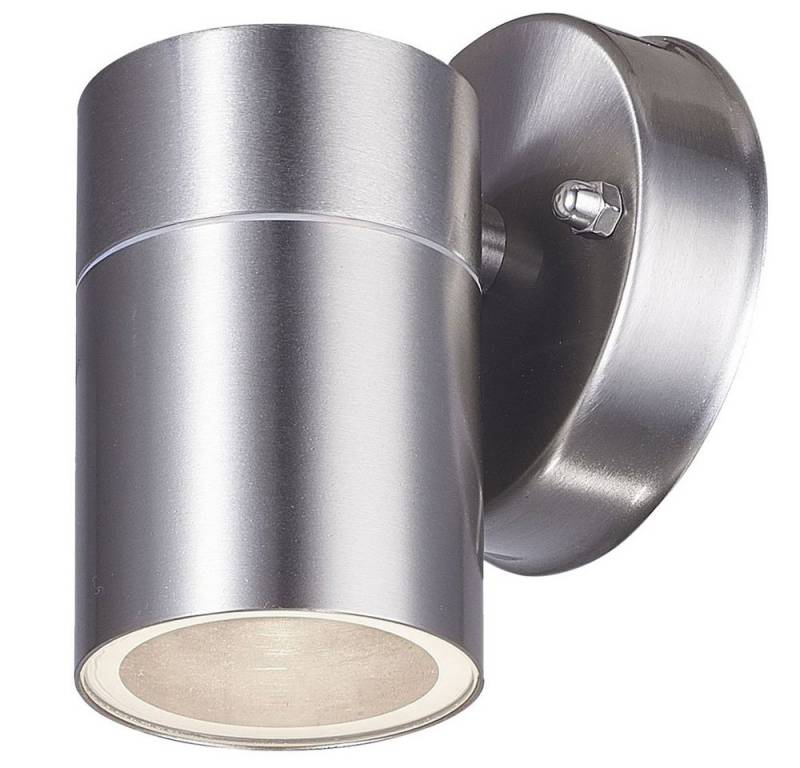 Harms Import Außen-Wandleuchte, Leuchtmittel nicht inklusive, Design Wand Lampe Fassaden Außen Beleuchtung Edelstahl Garten Down von Harms Import