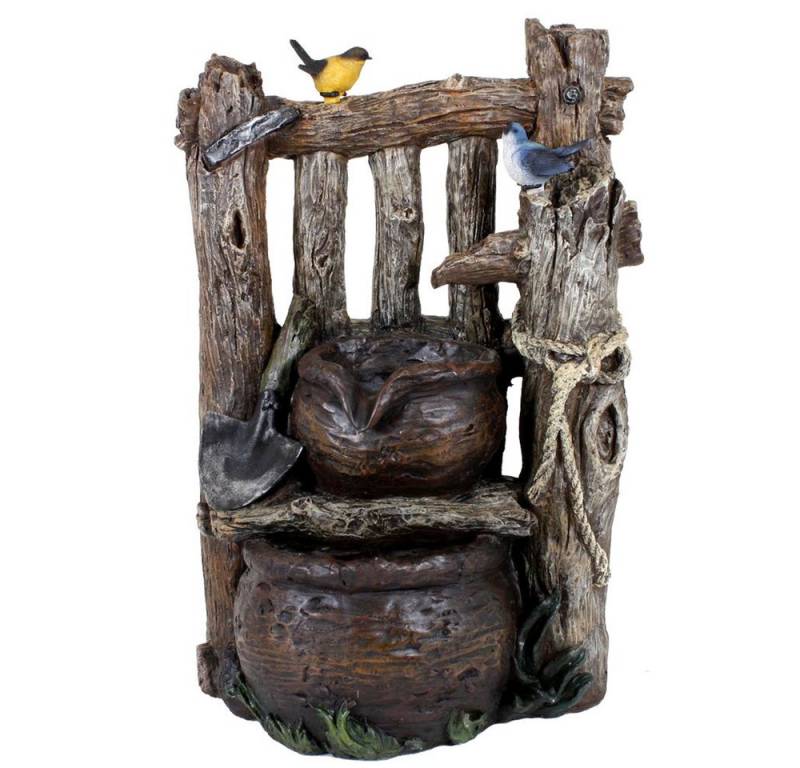 Harms Import Gartenbrunnen, Spring Zier Brunnen Holz-Optik Kaskade Hof Veranda Wasserspiel von Harms Import