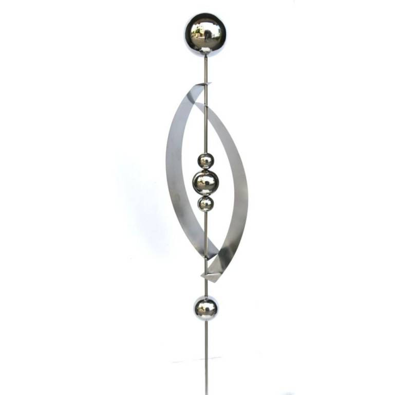 Harms Import Gartenfigur Gartenstecker SIRIUS Edelstahl 140cm Silber Spirale mit Kugeln von Harms Import