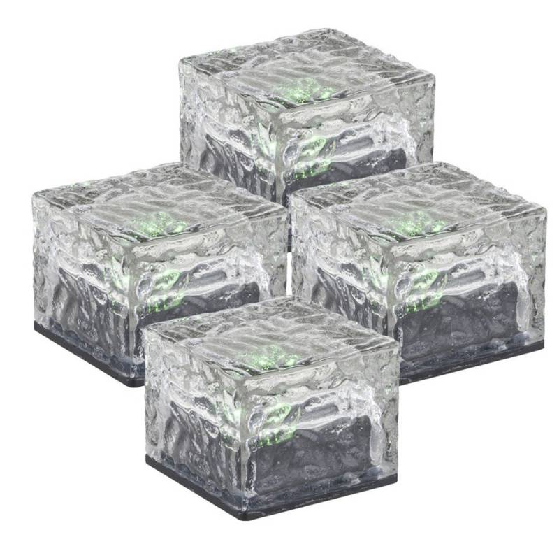 Harms Import Gartenleuchte, LED-Leuchtmittel fest verbaut, Farbwechsel, 4er Set RGB LED Solar Leuchten Steh Lampen Außen Bereich Glas von Harms Import