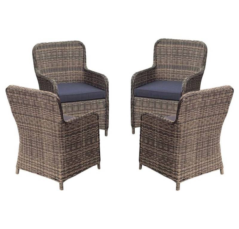 Harms Import Gartenstuhl, Garten 4x Polyrattan Sessel Stuhl Gartenstuhl Rattan Optik Veranda von Harms Import